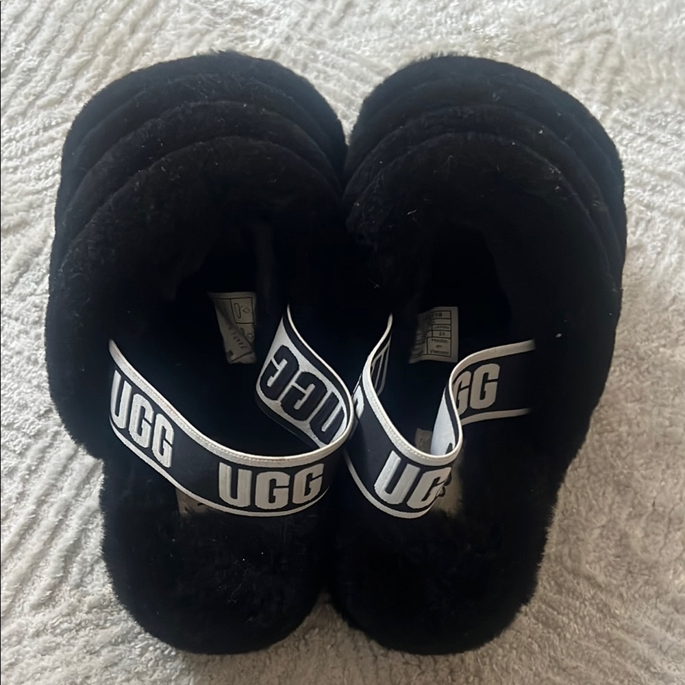 Women’s UGG Black Fluffy Slides - Picture 3 of 6